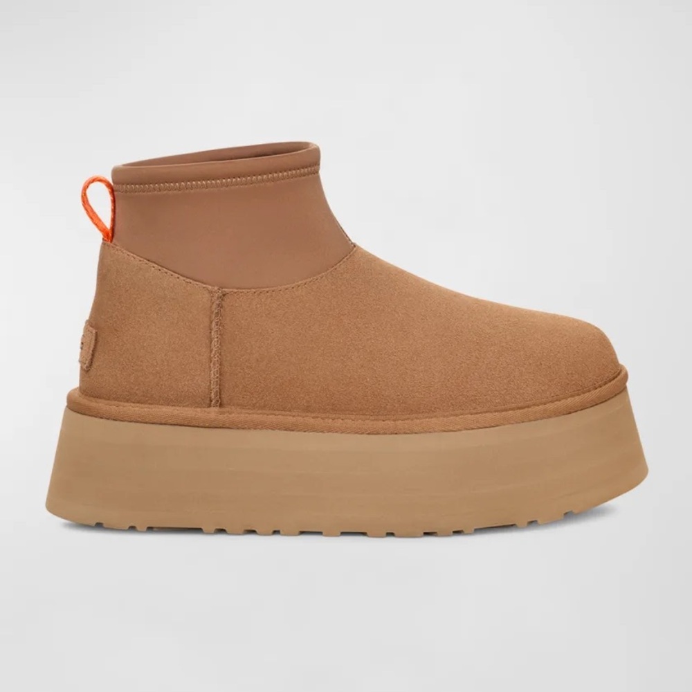 New Women’s UGG Classic Mini Dipper Cozy Ankle Boots Chestnut Platform